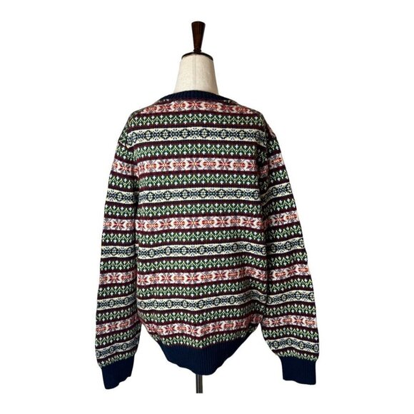 Tommy Hilfiger Navy Blue and Green Nordic Wool Blend Crew Neck Sweater Size XL - Picture 2 of 8